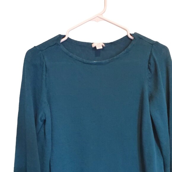 Womens J.Jill Linen Blend Teal Pullover Lightweight Longsleeve Sweater Size M - Picture 3 of 8